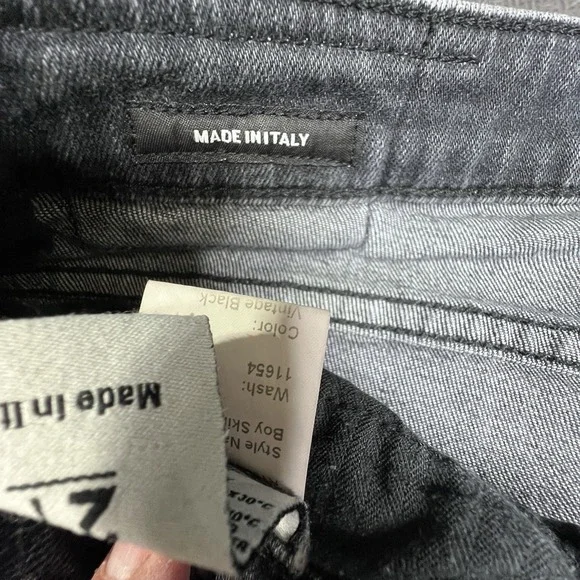 R13 Boy Skinny Jeans Women's Sz 27 Made in Italy Vintage Black Denim